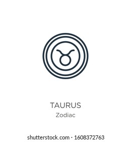 Taurus icon. Thin linear taurus outline icon isolated on white background from zodiac collection. Line vector sign, symbol for web and mobile