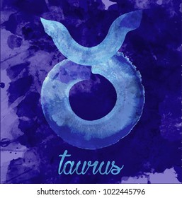taurus icon of zodiac, Vector icon. astrological signs, image of horoscope. Water-colour style 