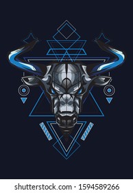 Taurus illustration in geometric pattern 