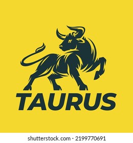 Logo de Taurus. Icono de toro. Emblema de la pelea de toros. Símbolo de carne bovina bovina. Elemento de diseño de identidad de marca animal de fuerza y potencia. Ilustración vectorial.