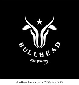 Taurus logo design inspiration, Simple Longhorn Bull Cow Cattle Head Toro Logo