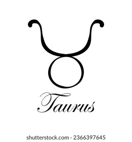 Taurus with name. Horoscope with 12 or 13 zodiac signs. Astrology, fortune telling, constellation, stars, ascendant, natal chart, pseudoscience. Italic style