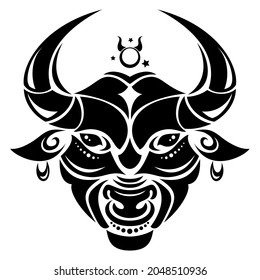 Taurus. New, stylish zodiac sign. Horoscope. Isolated silhouette.