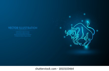 taurus on blue abstract background. simple blue background. Starlight background