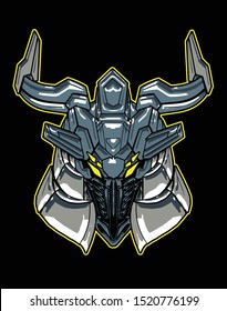 taurus robot head with sacred geometry for stiker and t shirt design