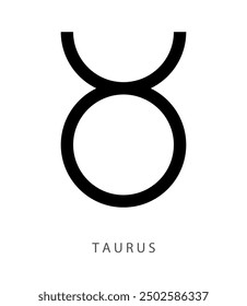 Taurus, second astrological sign of the zodiac, minimalistic bull vector illustration symbol