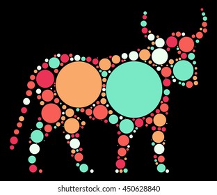 taurus shape vector design by color point