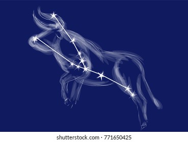 taurus sign. abstract zodiac sign on blue background