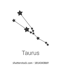 Taurus sign constellation isolated vector icon on white background. Single separate constellation with name