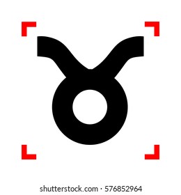 Taurus sign illustration. Black icon in focus corners on white background. Isolated.
