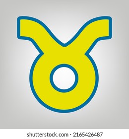 Taurus sign illustration. Icon in colors of Ukraine flag (yellow, blue) at gray Background. Illustration.