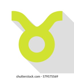 Taurus sign illustration. Pear icon with flat style shadow path.