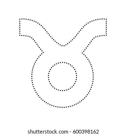 Taurus sign illustration. Vector. Black dotted icon on white background. Isolated.