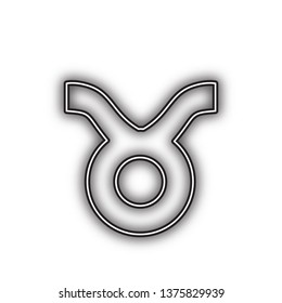 Taurus sign illustration. Vector. Double contour black icon with soft shadow at white background. Isolated.