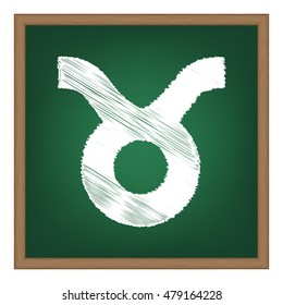 Taurus sign illustration. White chalk effect on green school board.