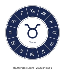 Taurus sign . Vector illustration. Taurus zodiac sign symbole on white background horoscope astrology Zodiac sign. Astrological calendar. Zodiacal black and white vector horoscope. Line symbol