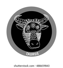 Taurus Sign In Zentangle