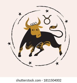 Taurus is a sign of the zodiac. Horoscope and astrology. Vector illustration in a flat style.