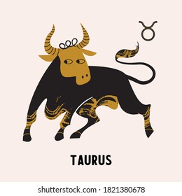 Taurus is a sign of the zodiac. Horoscope and astrology. Vector illustration in a flat style.