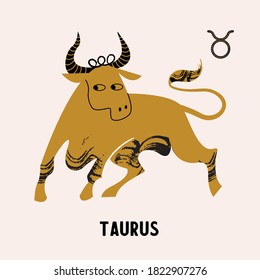 Taurus is a sign of the zodiac. Horoscope and astrology. Vector illustration in a flat style.