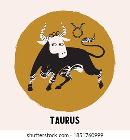 Taurus is a sign of the zodiac. Horoscope and astrology. Vector illustration in a flat style.