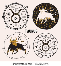 Taurus is a sign of the zodiac. Horoscope and astrology. Vector illustration in a flat style.