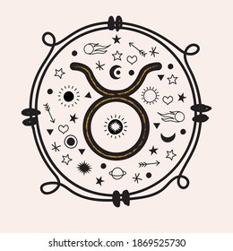 Taurus is a sign of the zodiac. Horoscope and astrology. Vector illustration in a flat style.