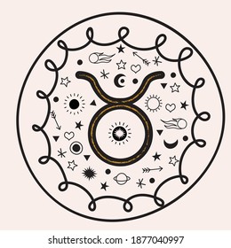 Taurus is a sign of the zodiac. Horoscope and astrology. Vector illustration in a flat style.