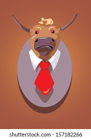 Taurus. Signs of the Zodiac. Charming stern cells in red tie.