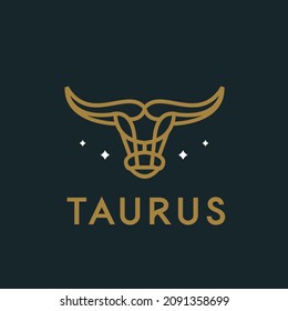 taurus simple logo monoline,  minimalist bull head for brand and company