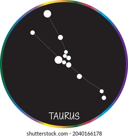 Taurus Star Map with Black background, horoscope 