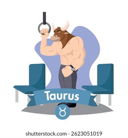Taurus strong bull man. Vector illustration