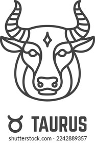 Símbolo del Taurus. Icono estelar de línea negra. Signo de zodiaco