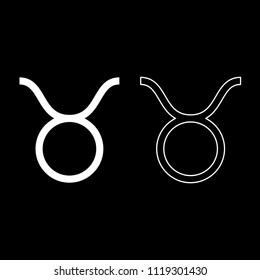 Taurus symbol icon outline set white color