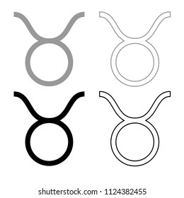 Taurus symbol icon outline set grey black color