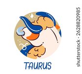 Taurus symbol with a stylized bull head. Vector illustratin of astrological emblem Taurus in a modern style.