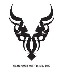 Taurus tattoo design. Vector illustration with tribal tattoo isolated on white.