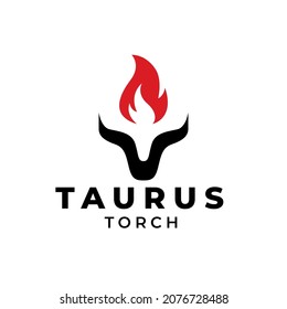 Taurus Torch Flame Horn Logo Template