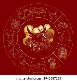 Taurus vector of Astrology design.horoscope circle with signs of zodiac set vector.signs such as a aries, taurus, gemini, cancer, leo, virgo, libra, scorpio, sagittarius, capricorn,aquarius, pisces.