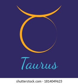 Taurus vector zodiac icon. Astrological signs with name. Graphic element for print designs - calendar, poster, sky map, sticker 