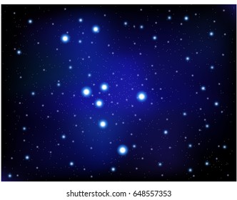 taurus vector Zodiac sign bright stars in cosmos. blue and black background