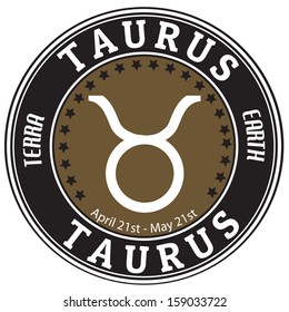 Taurus zodiac astrology label suitable for use on website, in print and promotional materials, and for advertising