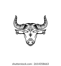Taurus Zodiac, bull vector illustration.