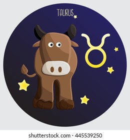 taurus zodiac color sign symbol cartoon illustration