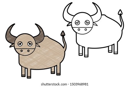 Taurus zodiac design vector with texture. black and white colors