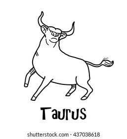 Taurus Zodiac, a hand drawn vector cartoon doodle illustration of Taurus zodiac, The Bull.