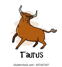Taurus Zodiac, a hand drawn vector cartoon illustration of Taurus zodiac, The Bull.