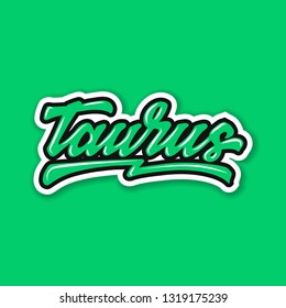 taurus zodiac hand lettering vector
