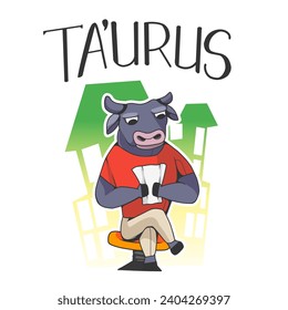 Taurus zodiac horoscope logo. suitable for stickers, news or anything else