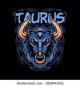 Taurus zodiac illustration for merchandise or poster designs